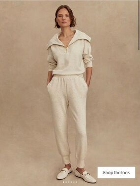 NWT Varley The Relaxed Pant 27.5 Medium DoubleSoft - Ivory Marl Fleck